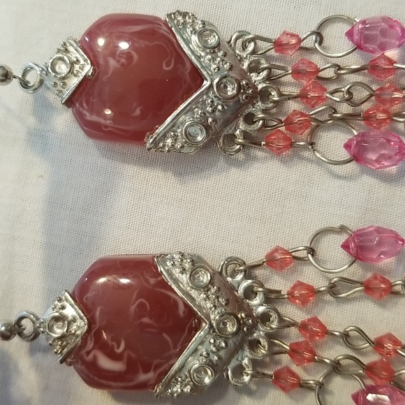 Pink & Silver Dangly Earrings - Picture 5 of 6
